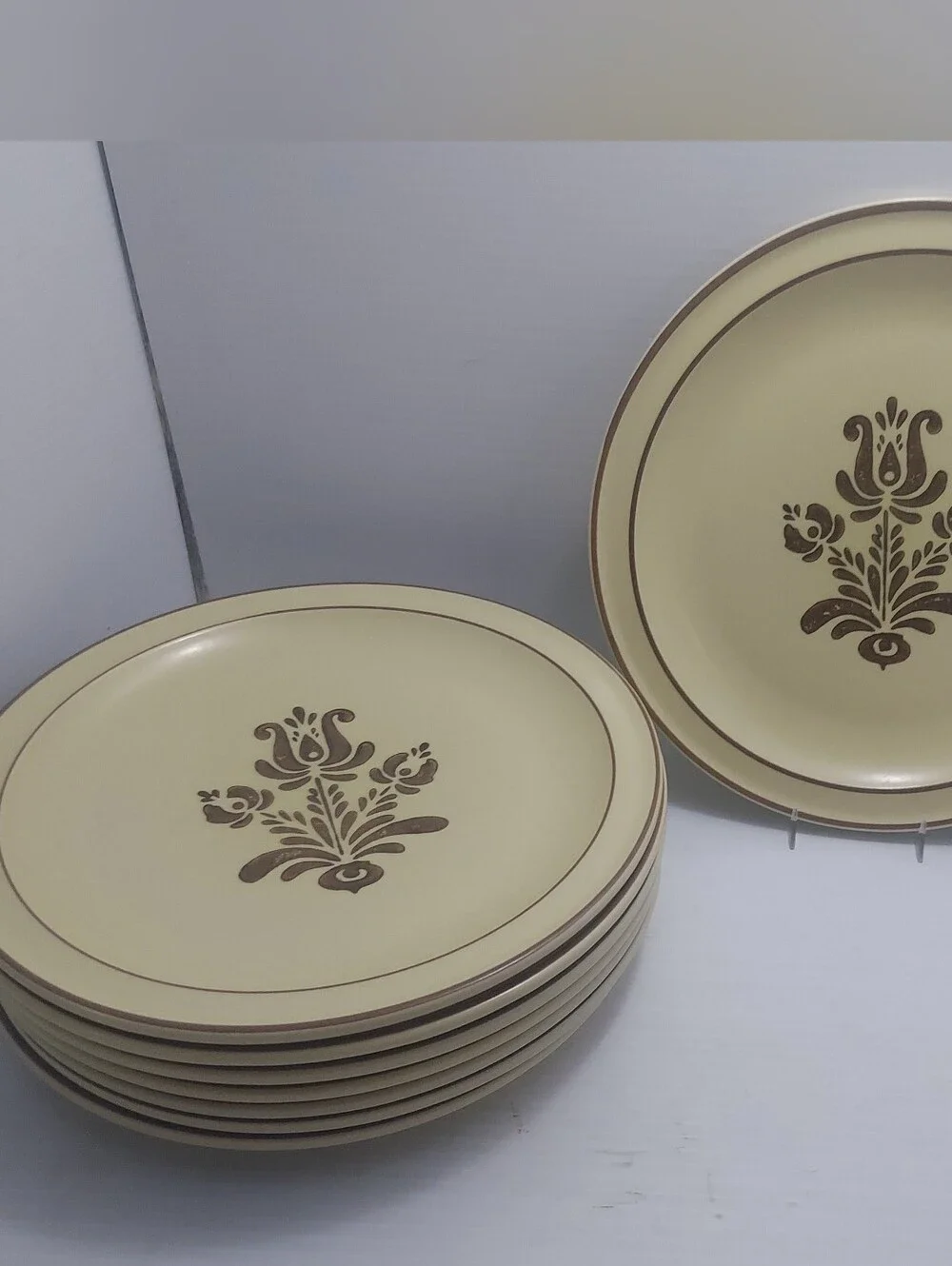 Pfaltzgraff Village Dinner Plates Set of 8 Tan Brown 10